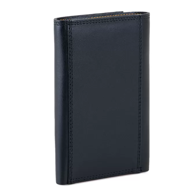 Mywalit Portafogli Da Uomo^Portafoglio Da Uomo Tri-Fold Con Zip Nero-Arancione