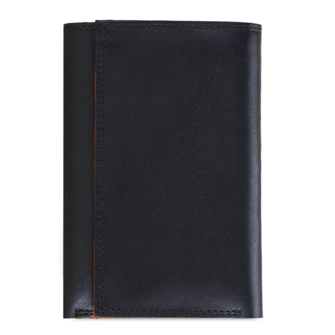 Mywalit Portafogli Da Uomo^Portafoglio Da Uomo Tri-Fold Con Zip Nero-Arancione